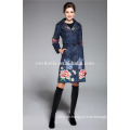 Dame Fashion Coat Herbst Winter Chic Trench Mantel khaki Navy Blue Color Overcoat Frauen